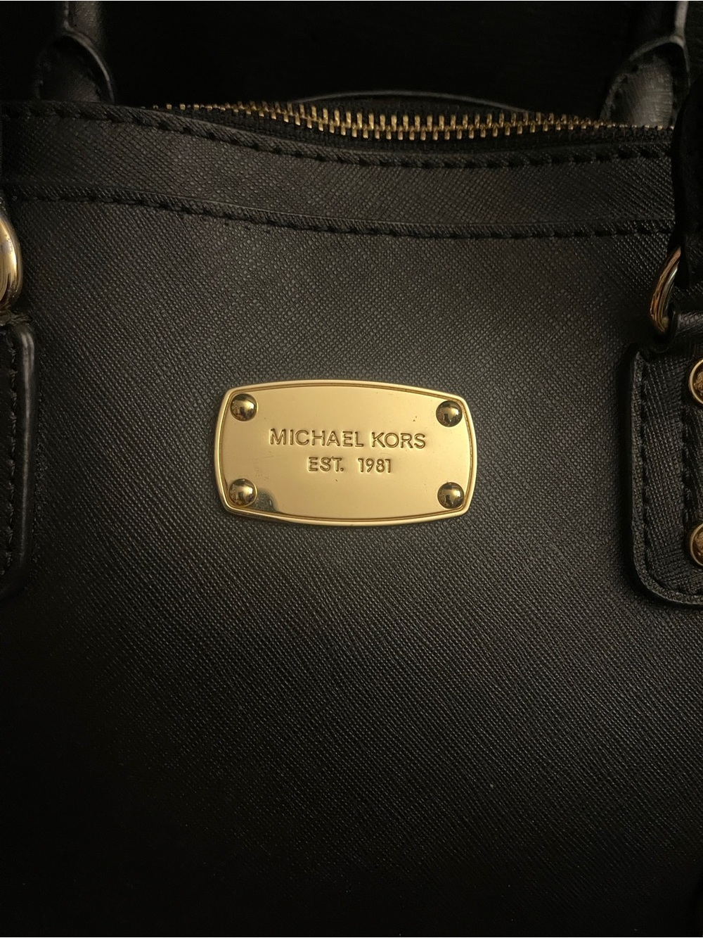 Michael Kors Black Saffiano Large Dome Emmy Satchel Handbag (Model #35S3GSAS3L - Picture 4 of 16